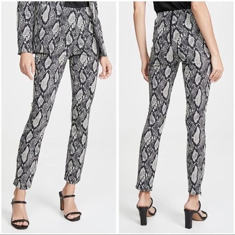 Alice + Olivia Black and White Snake Print Skinny Pants - Picture 8 of 11